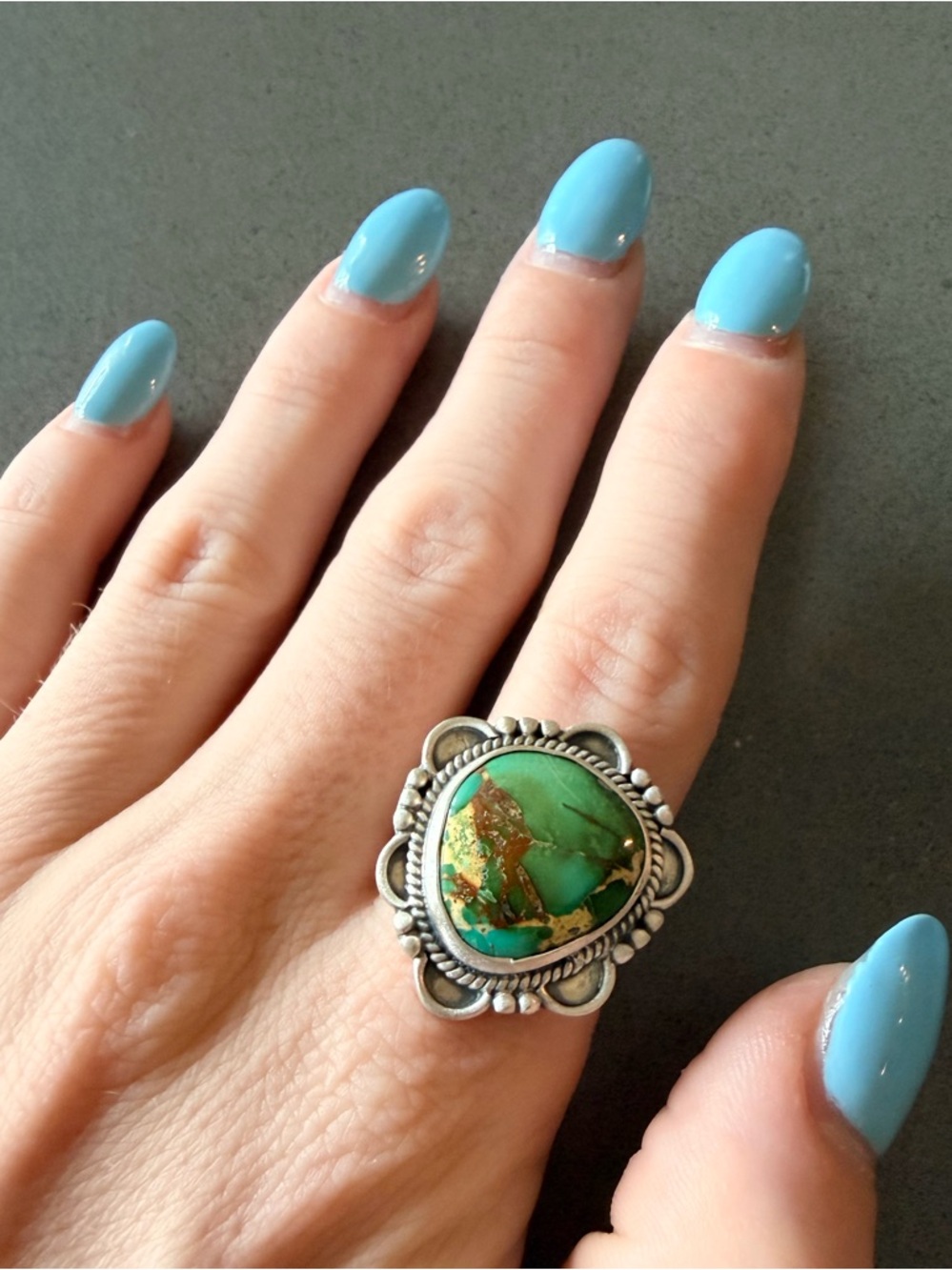 Sonoran Gold Turquoise Adjustable Ring | 925 Sterling Silver Closed Back | New